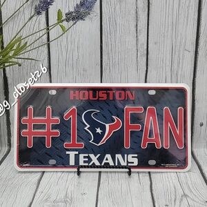 Houston Football Texans #1 Fan Metal Auto License Tag Car Truck Wall
